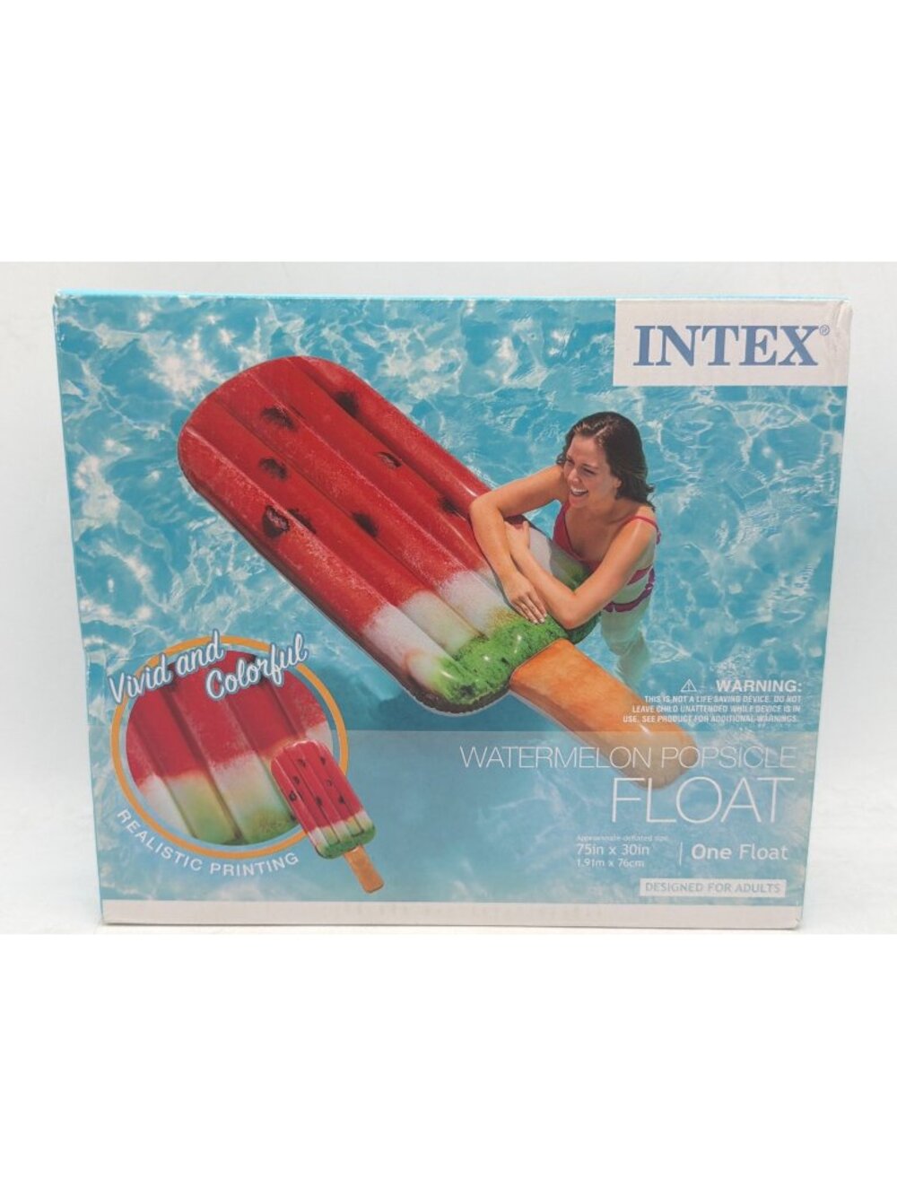 Intex Watermelon Popsicle Pool Float For Adults 75"x30" Realistic Printing Vivid